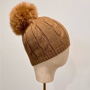 Baby Alpaca Cable Knit Beanie – Alpaca Fur Pom Pom